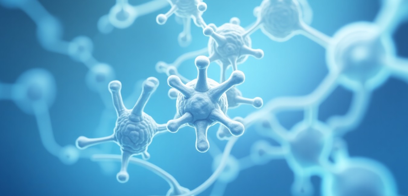 Wizualizacja molekularna kwetiapiny oddziałującej z receptorami mózgowymi, przedstawiona w nowoczesnym, medycznym stylu.